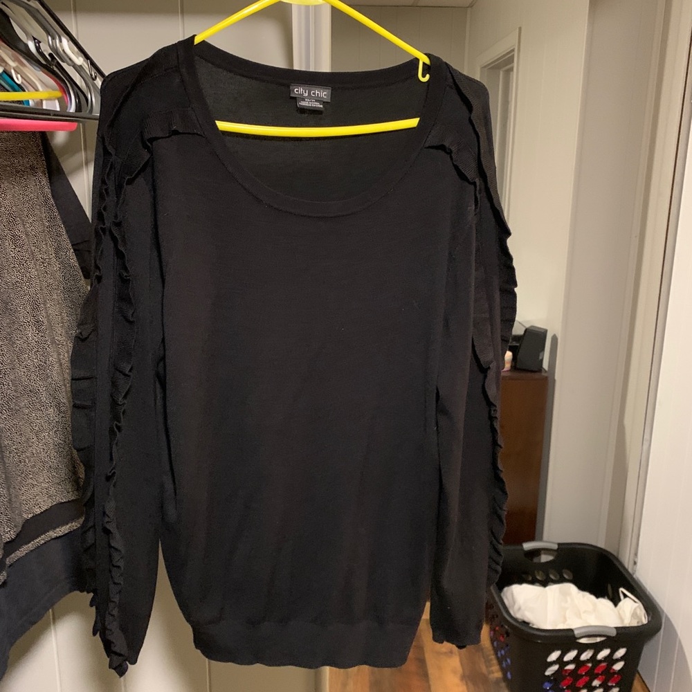 City Chic Ruffle Knit Sweater